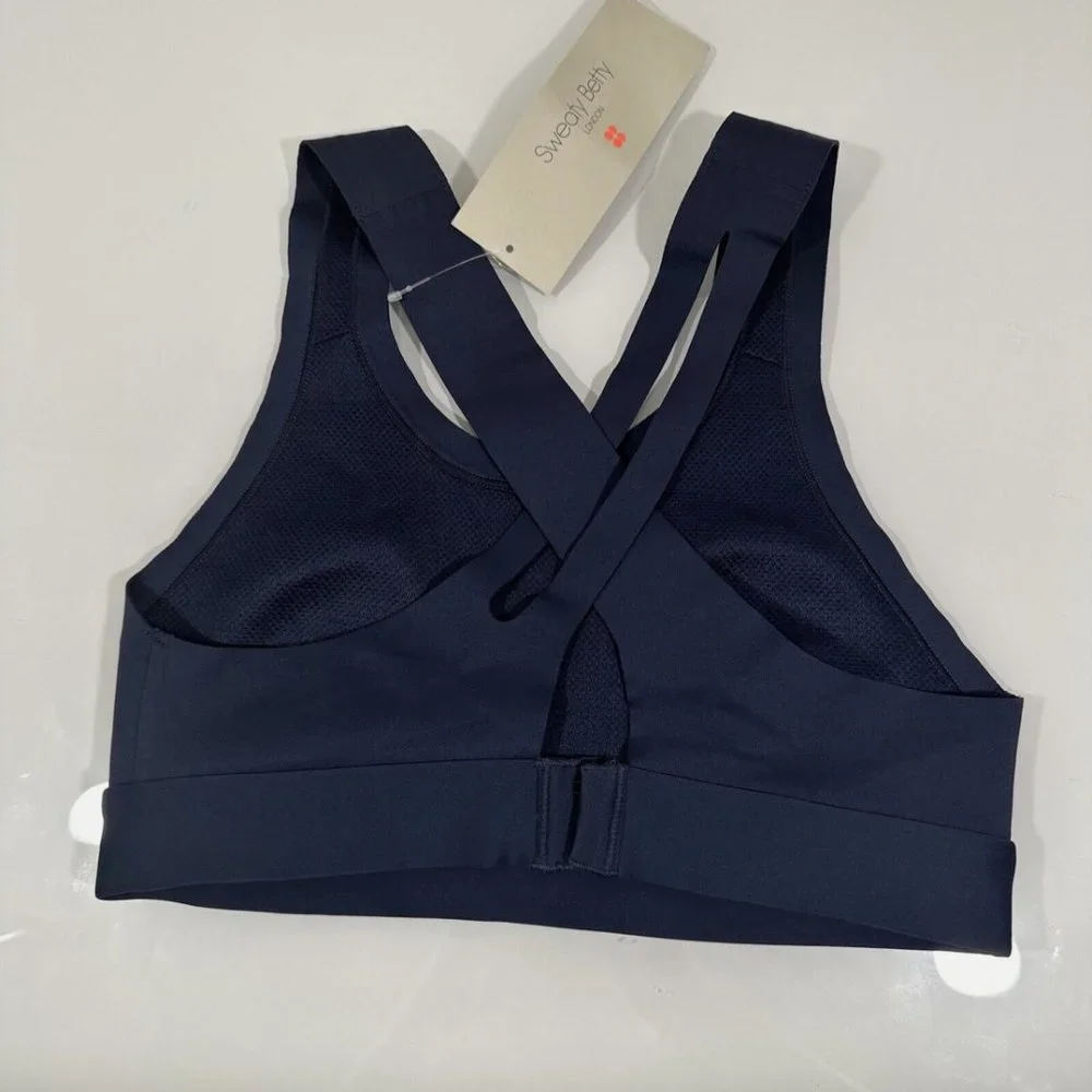 NWT $68 SWEATY BETTY [ XS‎ ] Power Medium Impact Sports Bra in Blue #5862